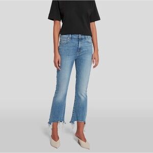 HIGH WAIST SLIM KICK WITH LONG SIDE HEM AND DESTROY IN SLOANE VINTAGE